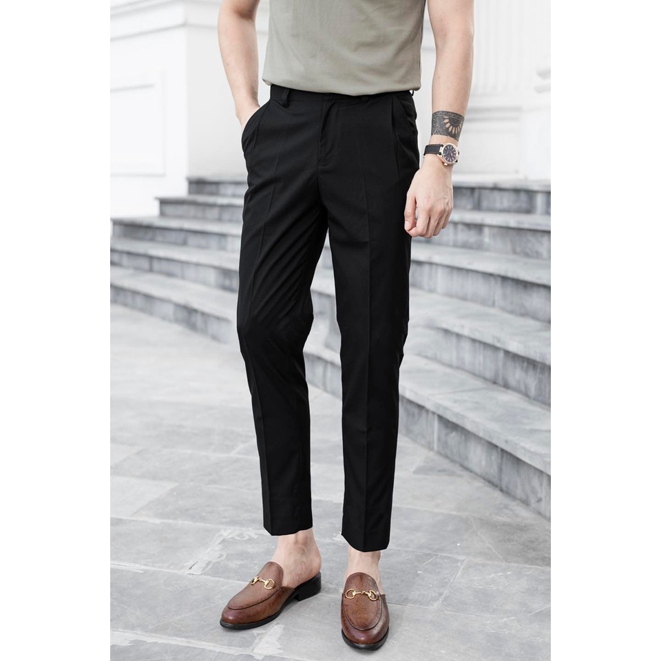 Quần Vải Đen Nam Dáng Baggy Ống Suôn Rộng Chất Đẹp Mềm Mịn Ít Bám Bụi Không Bai Gião