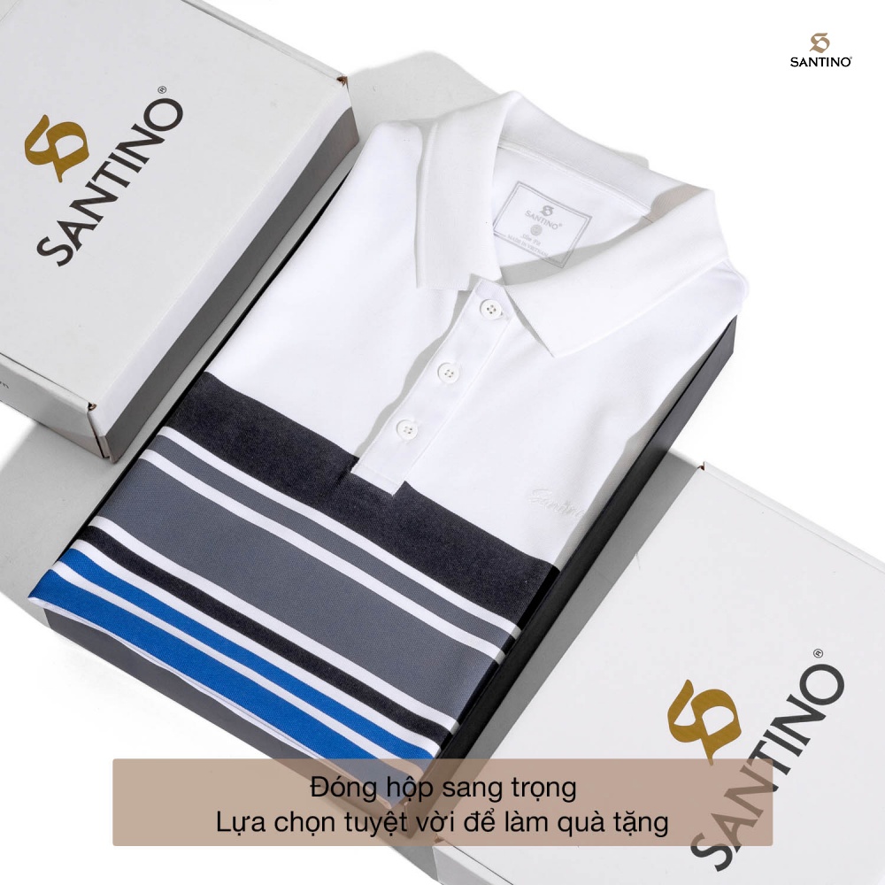 Áo Thun Polo Nam Cá Sấu Santino Phối Ngực Lịch Lãm Chuẩn Form Kháng Khuẩn Chống Nhăn Trẻ Trung E013