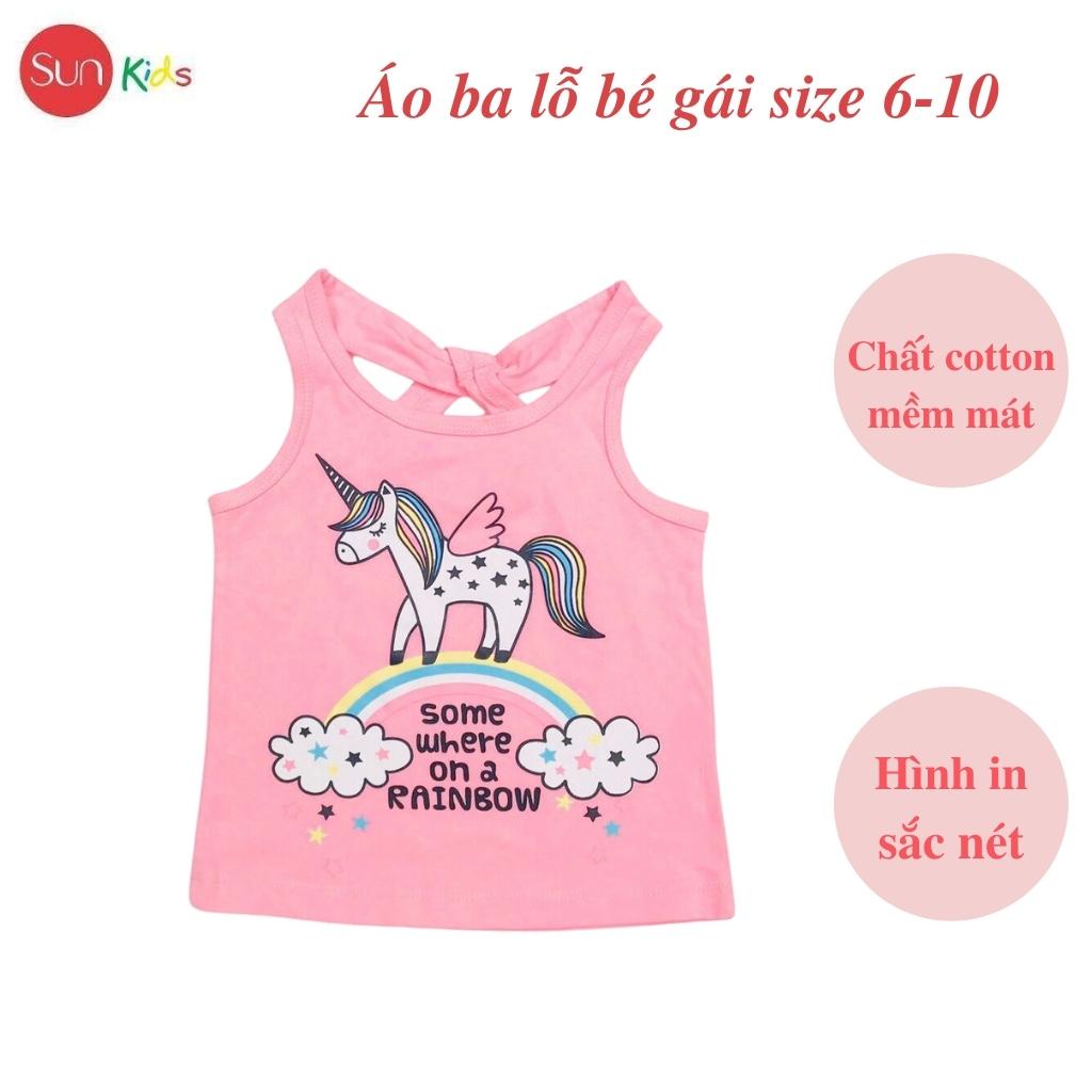 Áo thun bé gái, áo phông bé gái dáng ba lỗ, chất cotton, nhiều màu, size 6-10 - SUNKIDS