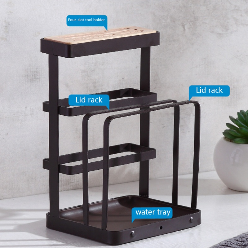 Kệ Đựng Dao / Nắp Nồi Chia Ngăn Tiện Dụng Cho Nhà Bếp