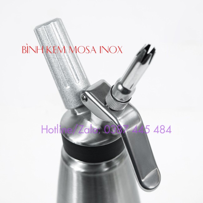 Bình xịt kem Mosa 3 vòi inox 500ml - 1000ml hướng dẫn làm kem chuẩn