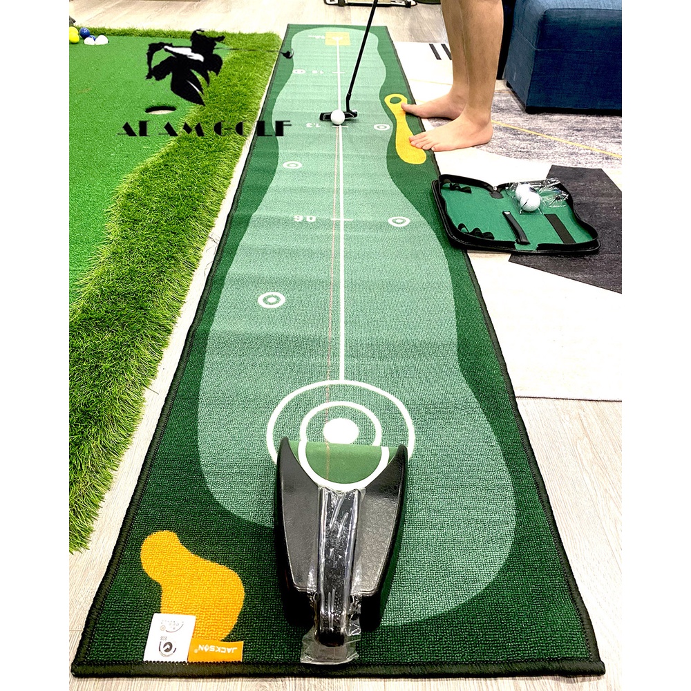 New 2022 - Bộ sản phẩm đầy đủ cho người chơi GOLF - Combo 03 sản phẩm - Thảm tập Putt + máy trả bóng + Gậy GOLF