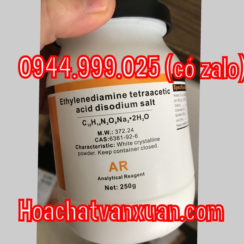 Hóa chất Ethylenediamine tetraacetic aci.d disodium salt Xilong EDTA 2Na lọ 250g C10H14N2O8Na2 CAS 6381-92-6 EDTA.2Na