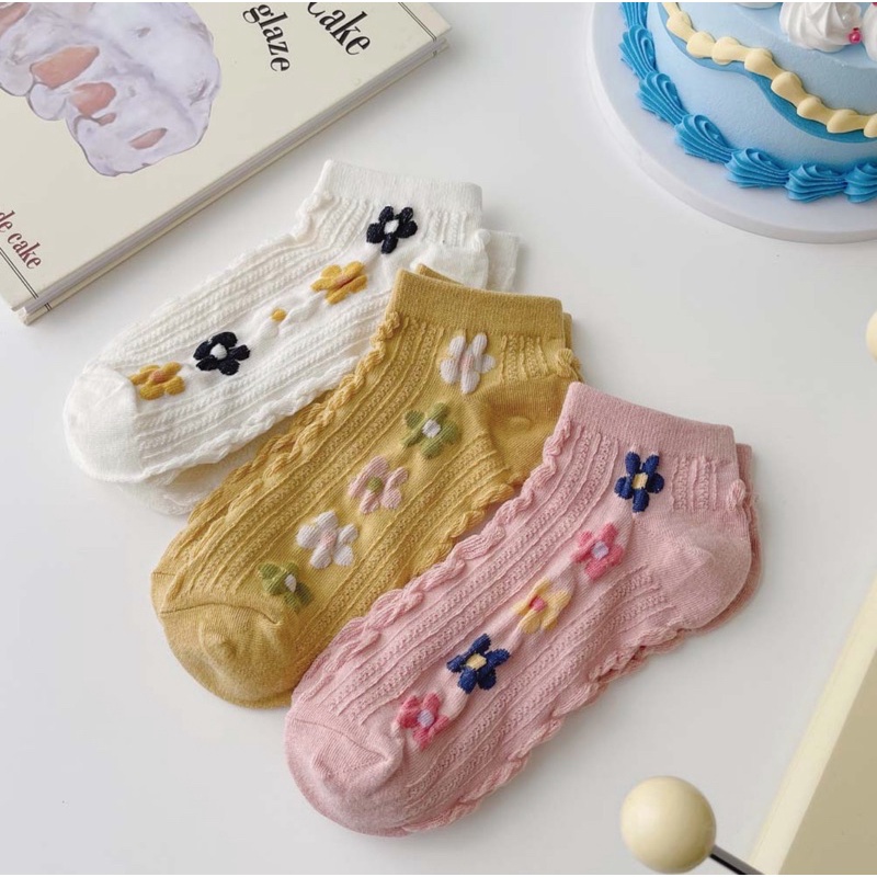 V04/Vớ tất cổ ngắn vintage Hàn Quốc sinh viên retro tất ngắn cotton phụ kiện giày phong cách Nhật Bản Harajuku vải bông
