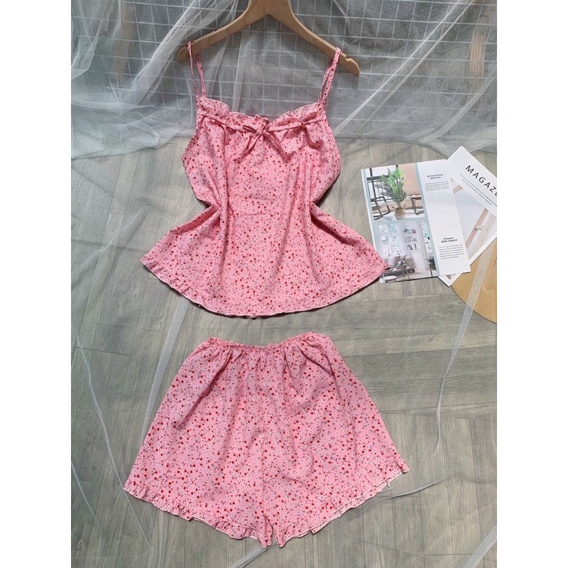 [Mã FAMANU82 giảm 10% đơn 0đ] Đồ ngủ hai dây phối nơ hoa nhí dễ thương hình thật | BigBuy360 - bigbuy360.vn