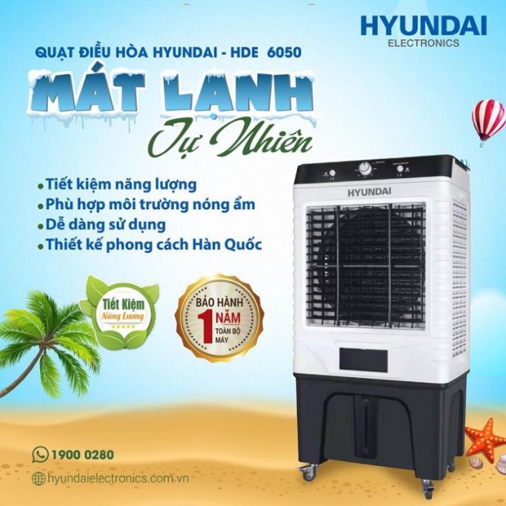 Quạt điều hòa hơi nước Hyundai 42L / 50L / 65L / 80 L |  bảo hành 12 tháng, điều khiển cơ