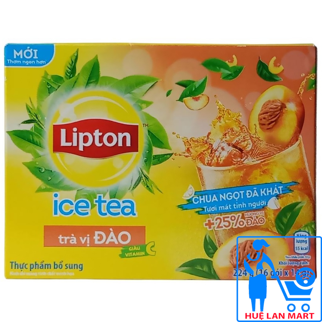[CHÍNH HÃNG] Trà đào Lipton Ice Tea Hộp 224g (14g x 16 gói)
