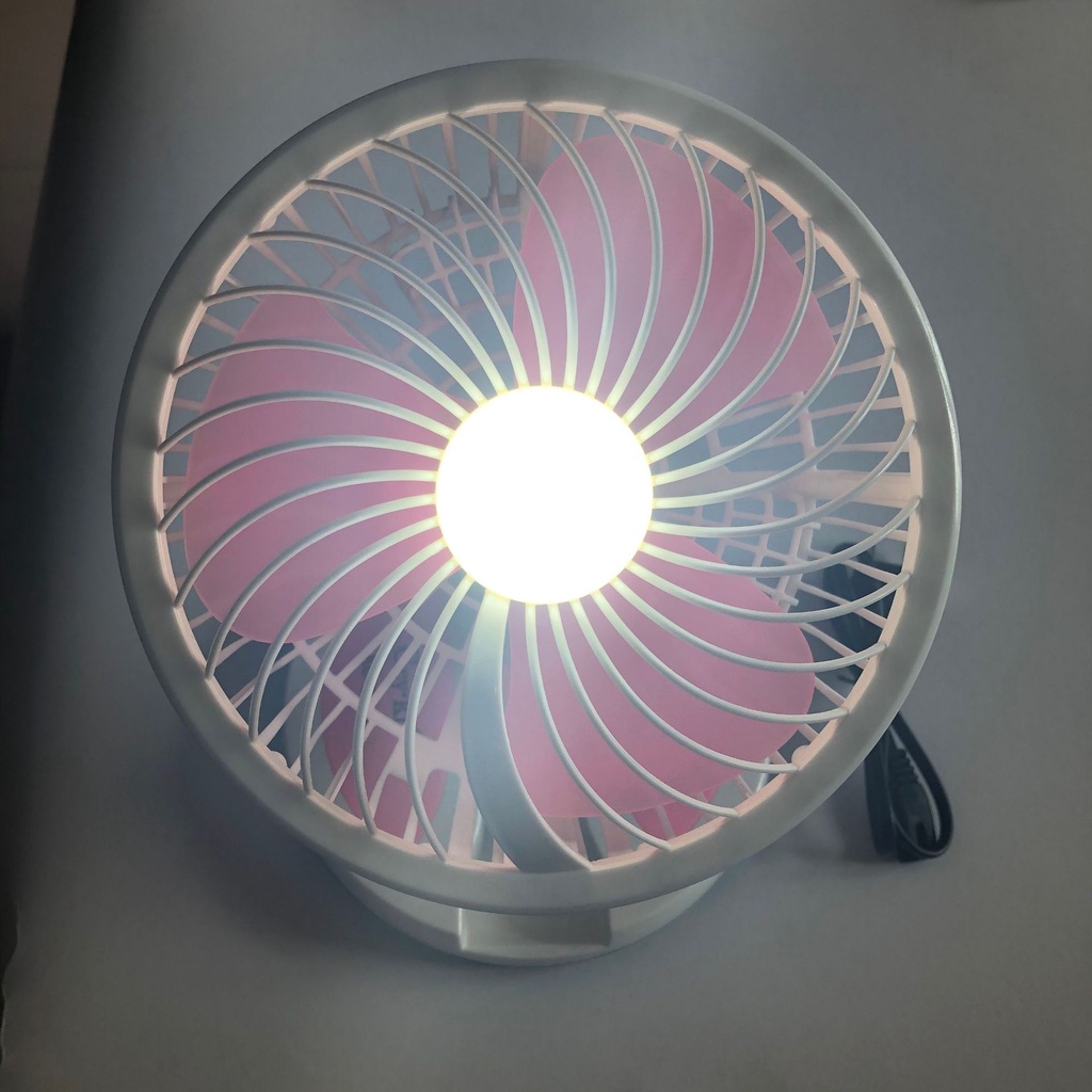 Quạt mini để bàn làm việc KC 5811  Quạt văn phòng có đèn sáng  Sạc USB  Dễ thương