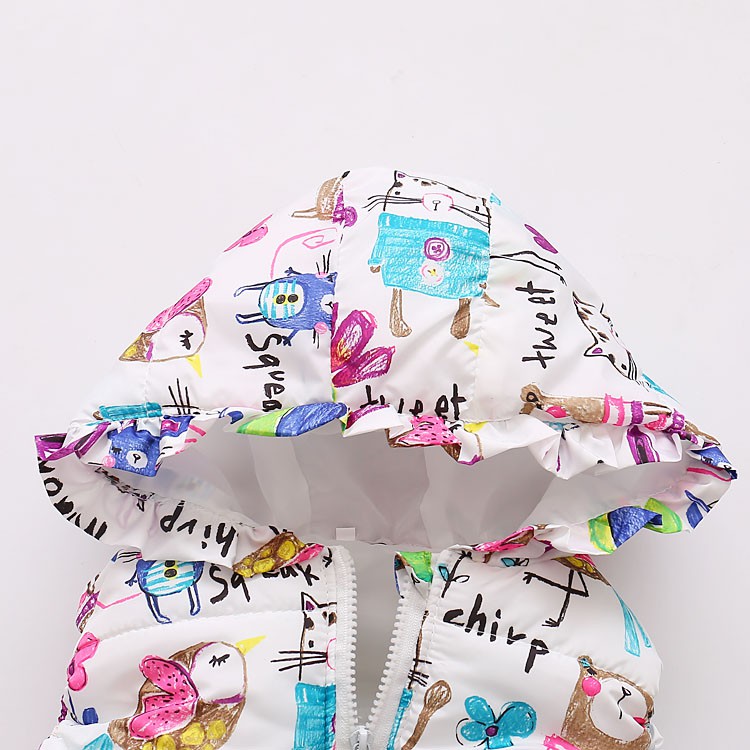 Áo khoác không tay có nón in họa tiết hoạt hình dễ thương thời trang mùa đông cho bé gái từ 6 tháng - 3 tuổi