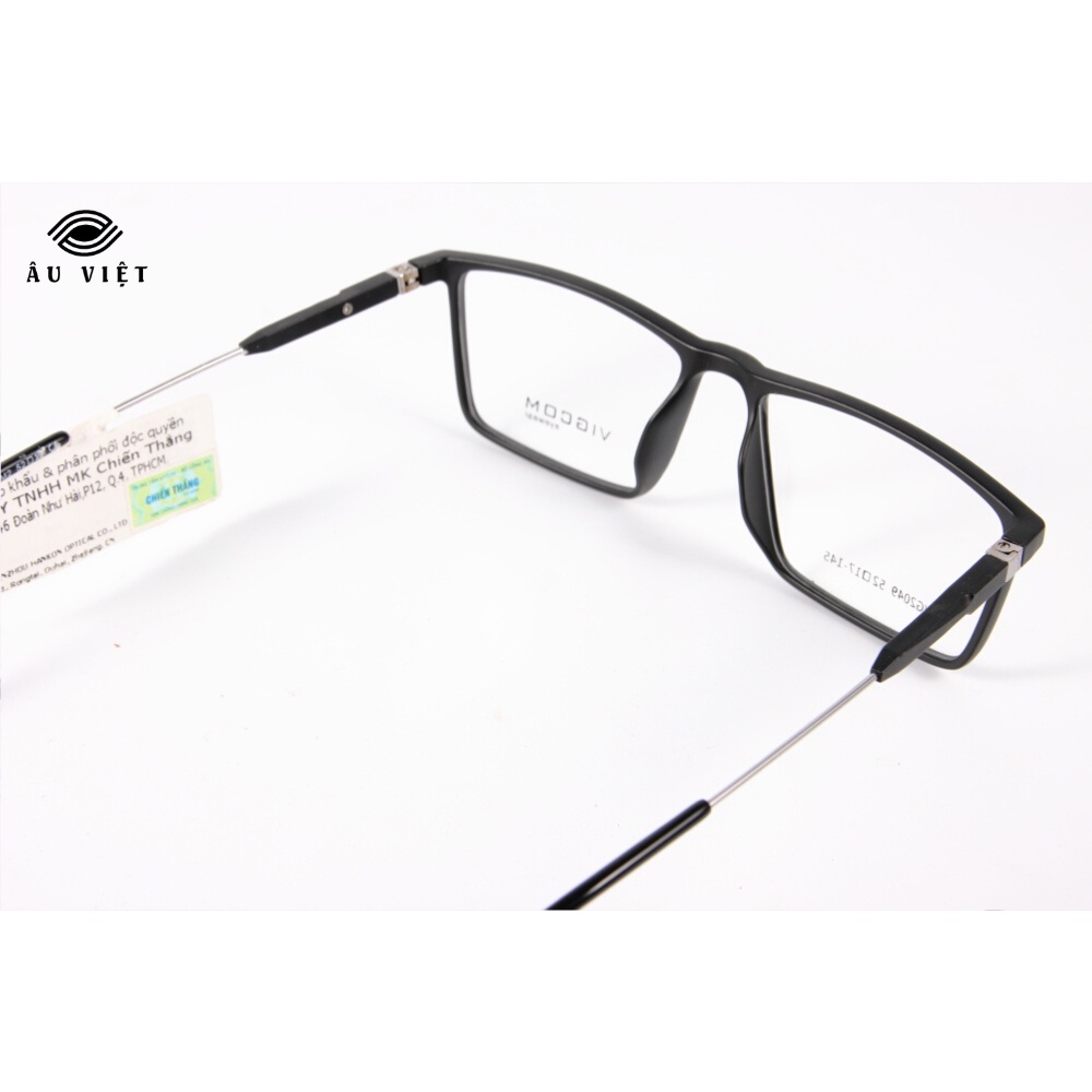Gọng kính nhựa Vigcom VG-2049 nam nữ unisex dáng chữ nhật vuông màu đen nhám Full box
