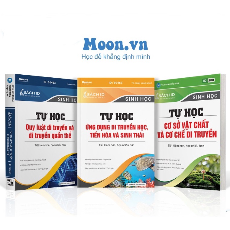 [Mã BMBAU50 giảm 50K đơn 150K] Sách ôn thi THPT Quốc Gia - Combo 4 sách ID môn Sinh thầy Phan Khắc Nghệ Moonbook