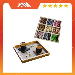 Khay đựng mứt tết FEGO 9 ngăn/ Hộp mứt bánh kẹo bằng gỗ tự nhiên cao cấp