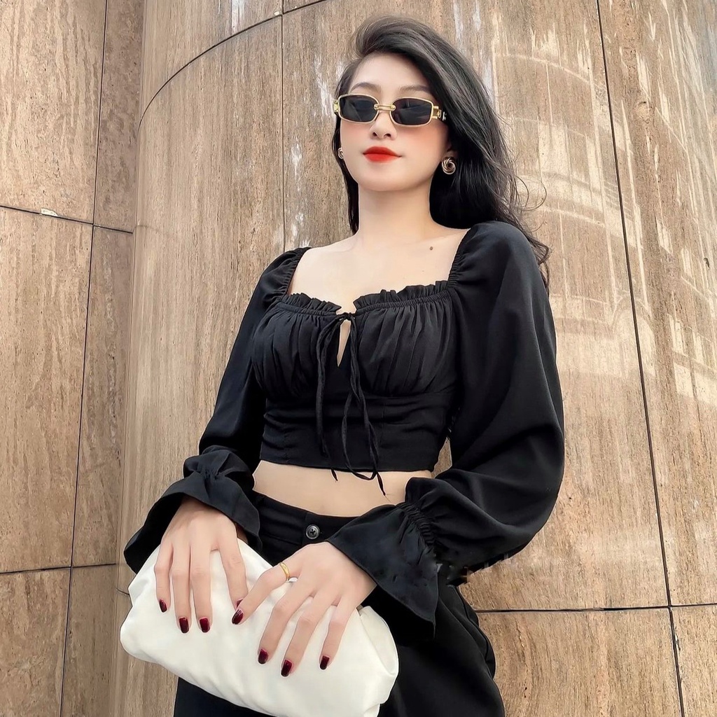 Áo Croptop Tay Dài Bigsize AC04 Áo Thun Nữ Trễ Vai Sexy Size Lớn - Smile Bigsize