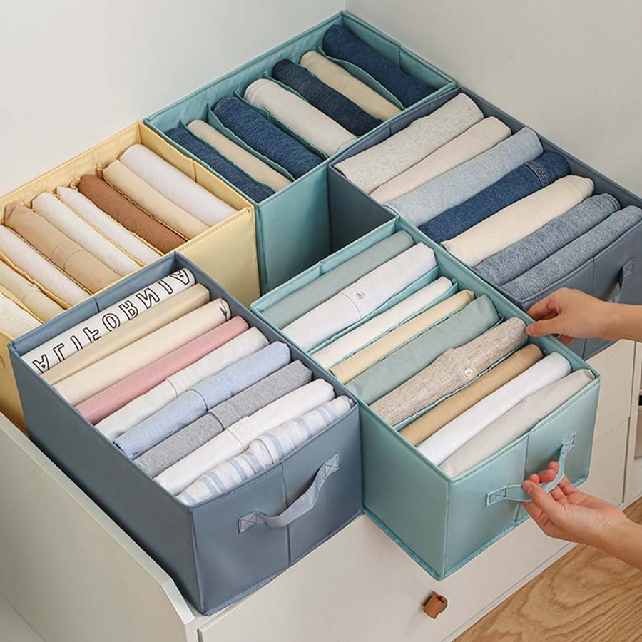 [Chống Nước] Hộp Vải Đựng Quần Áo Chia Ngăn, Thùng Đựng Quần Áo Gấp Gọn Khung Nhựa Chắc Chắn, Chống Nước P070