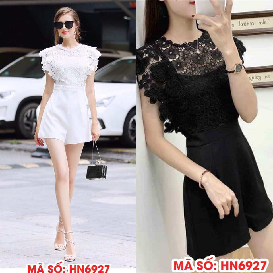 HN6927 JUMPSUIT ĐỒ BAY SHORT PHỐ REN HOA SANG TRỌNG CÁCH ĐIỆU CÓ SIZE LỚN