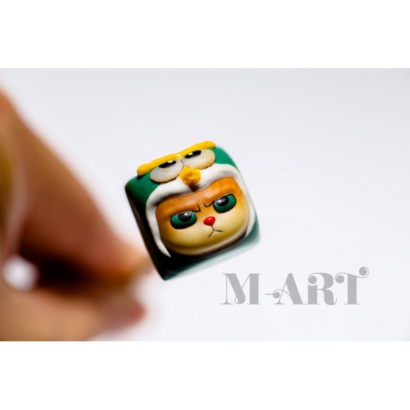 Keycap - Nút Bàn Phím Gaming - Nút Bàn Phím Cơ Mặt Mèo Hờn Dỗi  - Chim Xanh Lá - KC026