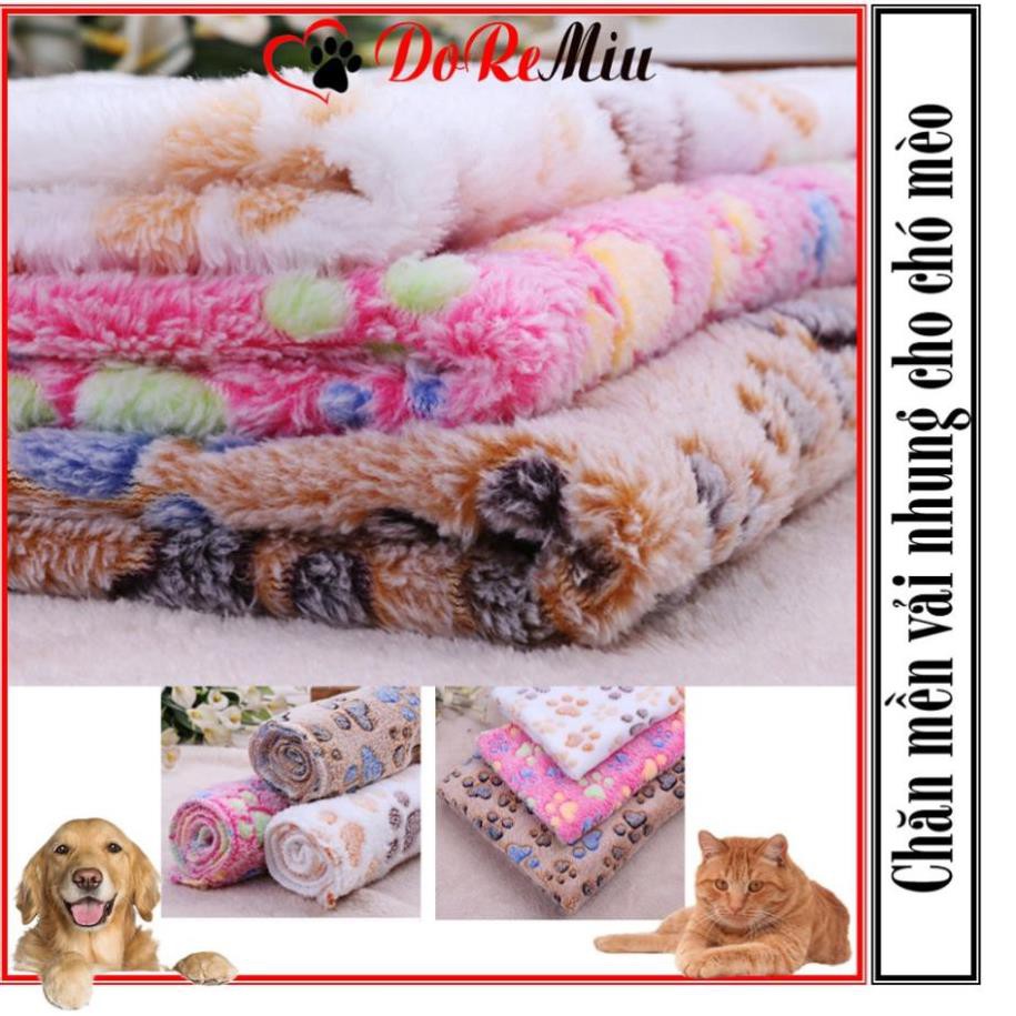 Giảm giáCTVD- Chăn mền chó mèo bằng vải nhung ấm áp (3 màu) in hình dấu chân