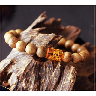 Vòng Tay Trầm Hương tự nhiên - SALE- phối Charm đá Tây Tạng