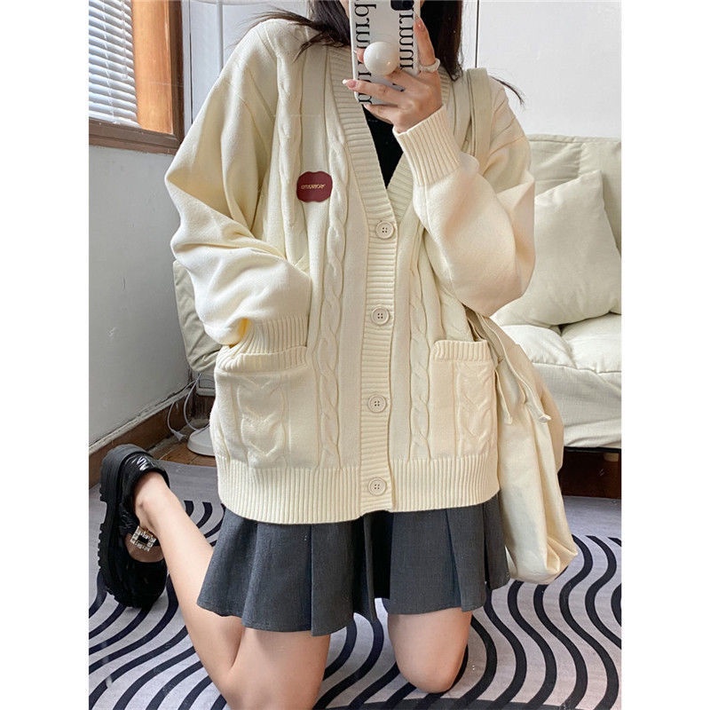 Áo Cardigan Dệt Kim Cổ Chữ V Dáng Rộng Thiết Kế Mới Thời Trang Dành Cho Nữ