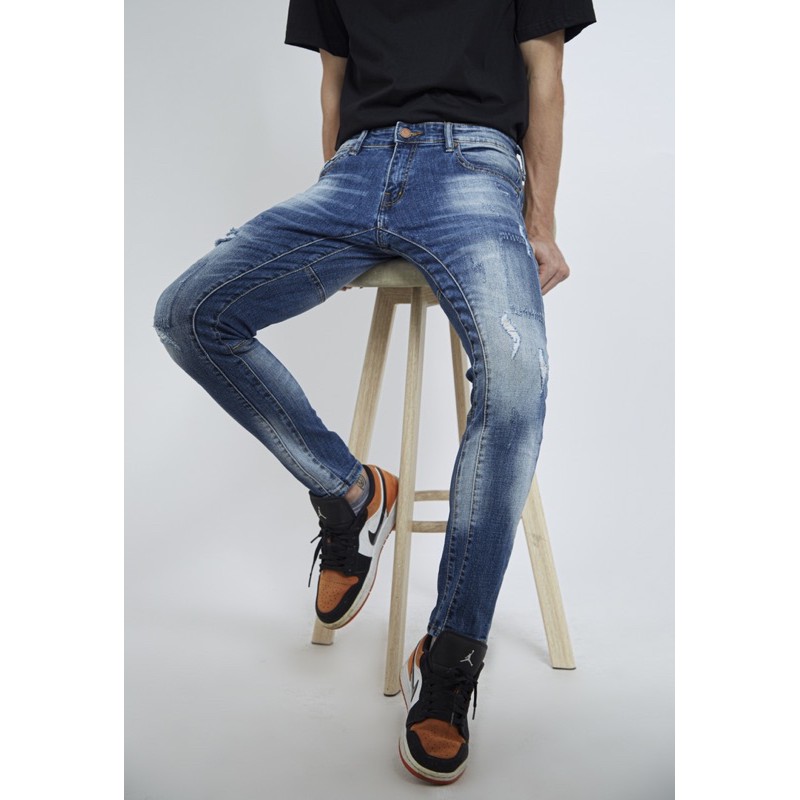 Quần jean nam thời trang - rách bụi co giãn - ống ôm | BigBuy360 - bigbuy360.vn