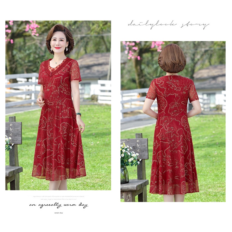 Đầm Chiffon Màu Xanh Dương/Đỏ/Xanh Dương Dùng Phối Đầm Cưới Dành Cho Phụ Nữ Trung Niên