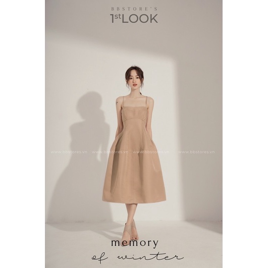 Đầm hai dây dáng phồng Đen - Bbstore 🍑