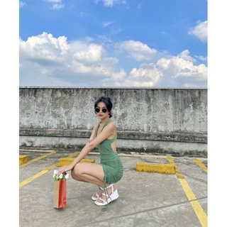 Đầm thun hở lưng nhún thân
