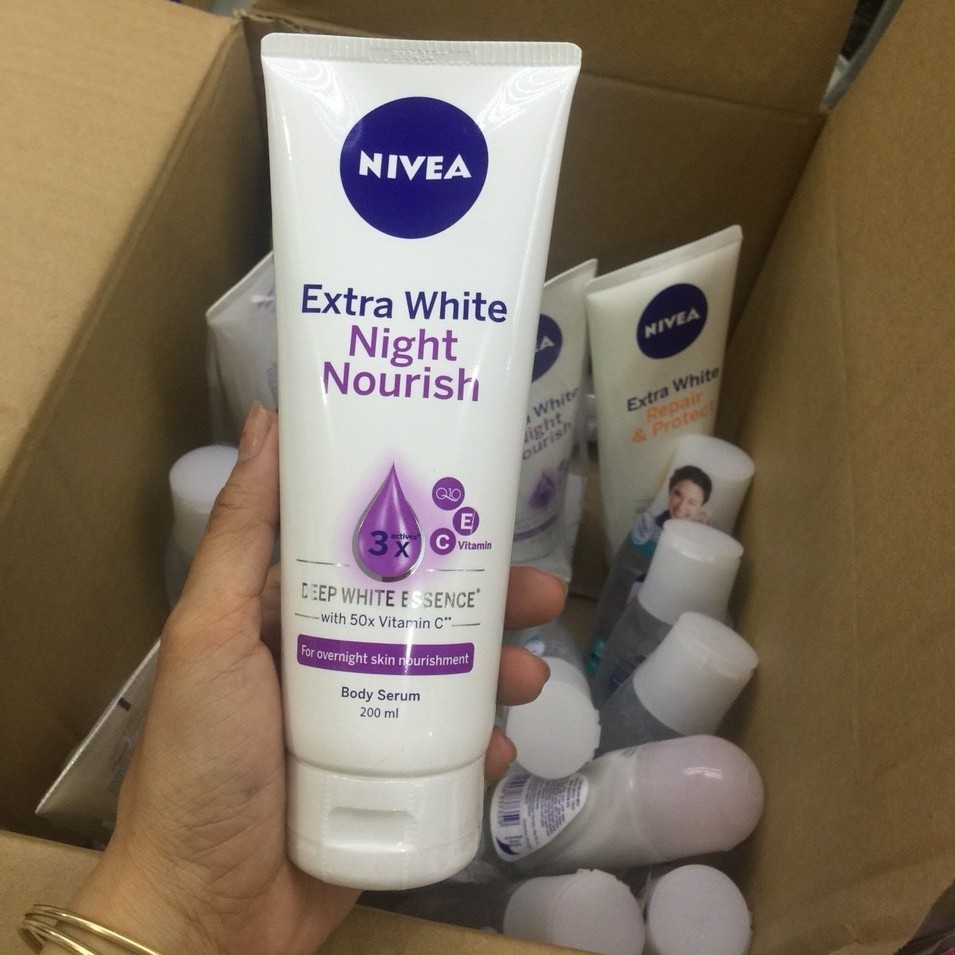 SERUM DƯỠNG THỂ GIÚP SĂN DA DƯỠNG TRẮNG NIVEA BAN ĐÊM 180ml