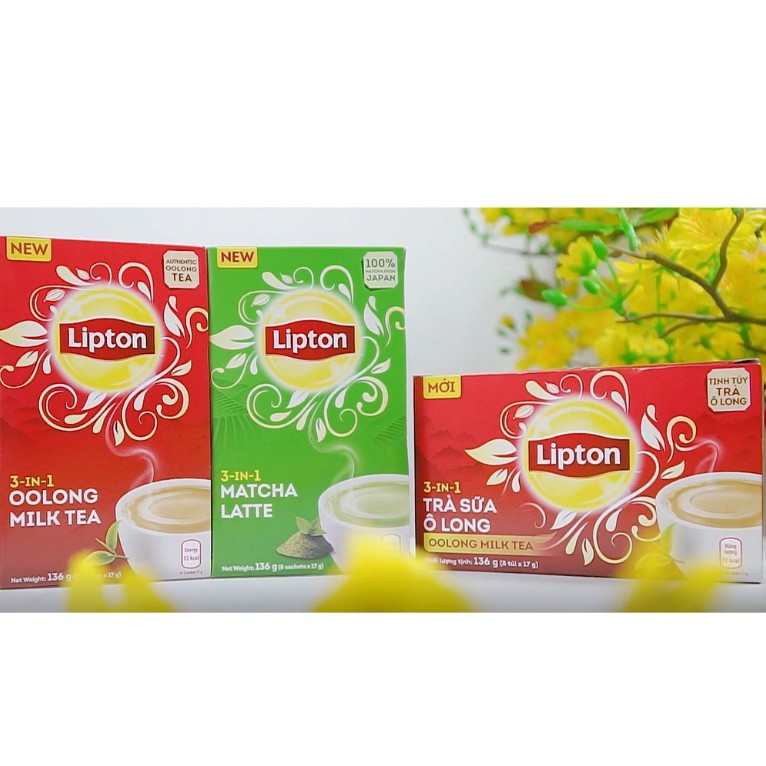 Trà Sữa Matcha - Trà Sữa Ô Long Lipton Hộp 136g (8 Túi X 17g)