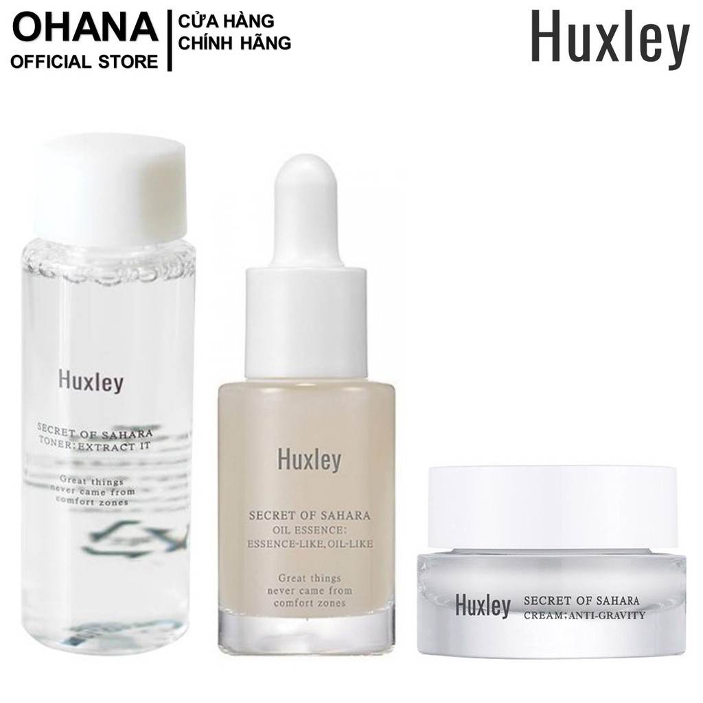 Bộ 3 Sản Phẩm Chống Lão Hóa Da Huxley Mini (Toner - Serum Oil Like - Anti Gravity Cream)