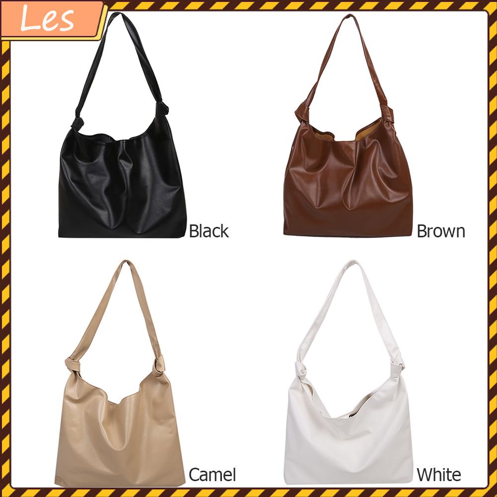 Túi xách da PU dung tích lớn màu trơn phong cách cổ điển cho nữ