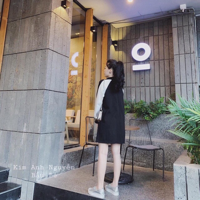VÁY CỔ KHOÁ PHỐI TAY TRẮNG