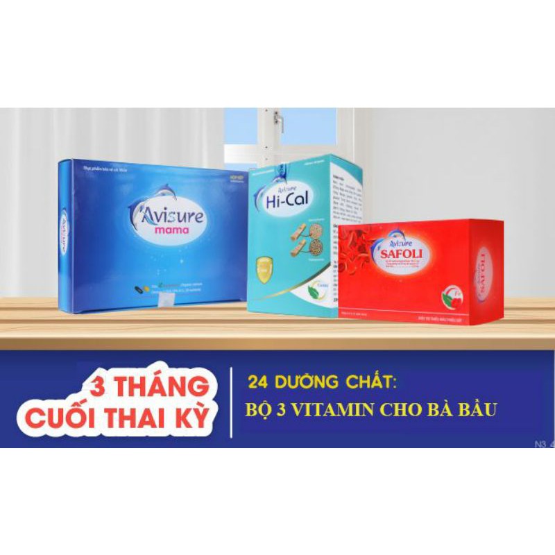 Bộ ba Hi-Cal (Calci), Safoli (Sắt), MaMa (Vitamin & DHA) cho bà bầu