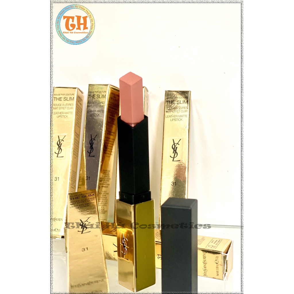 Son lì YSL màu cam hồng đất số 31 Rouge Pur Couture The Slim Leather Matte Lipstick No.31 Inflammatory Nude
