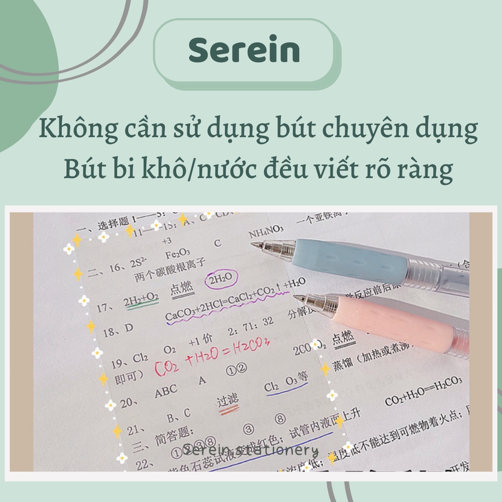 Giấy note trong suốt chống nước giấy ghi nhớ 50 tờ sáng tạo tiện lợi SEREIN văn phòng phẩm hàn quốc