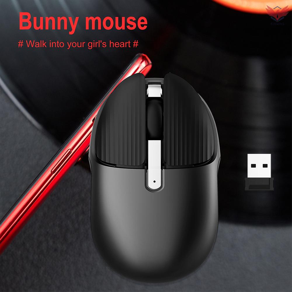 HXSJ M106 2.4G Wireless Mouse Rechargeable Mouse Mute Button Mouse with Hide Desktop Button for PC Laptop Black