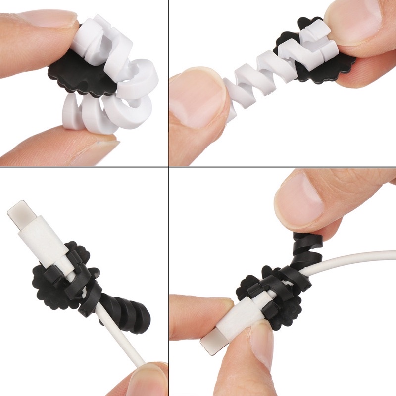 Nút lò xo hình thú bảo vệ cáp sạc quấn tai nghe silicon chống gãy đứt