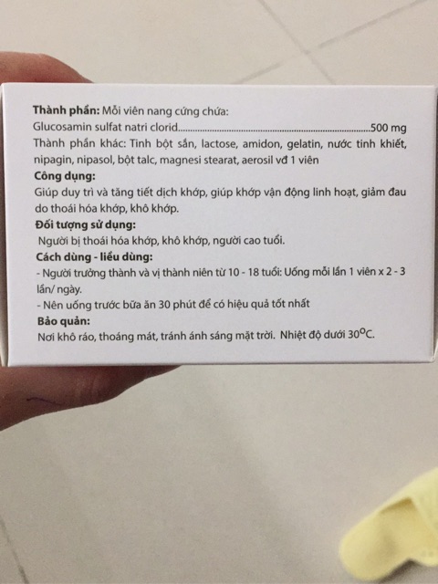 Glucosamin 500mg tăng tiết dịch và chống khô khớp, thoái hoá khớp