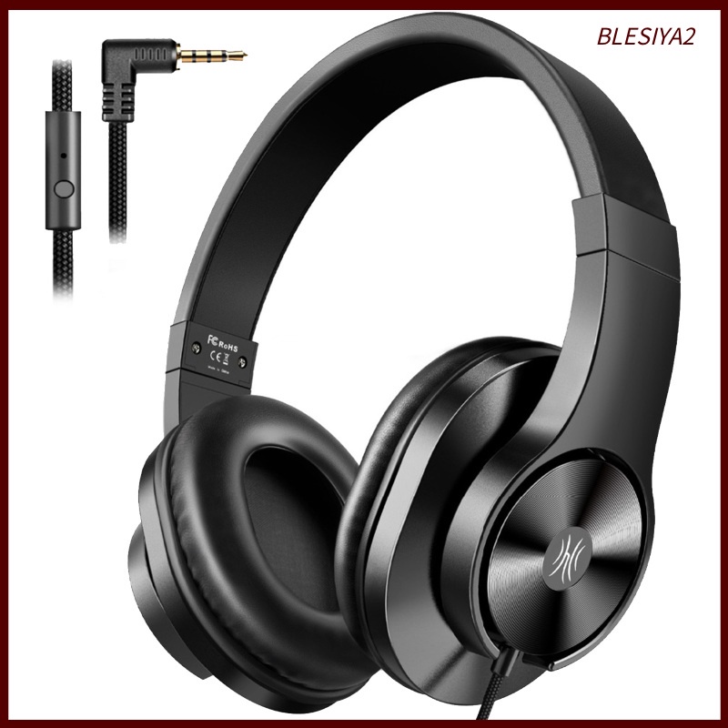 [BLESIYA2] Wired Headphones Over Ear Headset w/ Microphone Stereo Bass Earphone