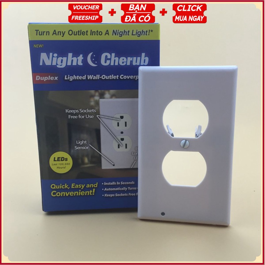 Nắp Ổ Điện phát đèn 2 Ổ Night Cherub