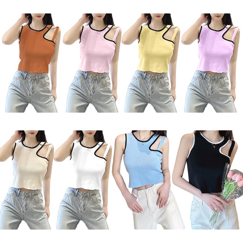 Áo Croptop Hai Dây Dệt Kim Phong Cách Boho Quyến Rũ Cho Nữ