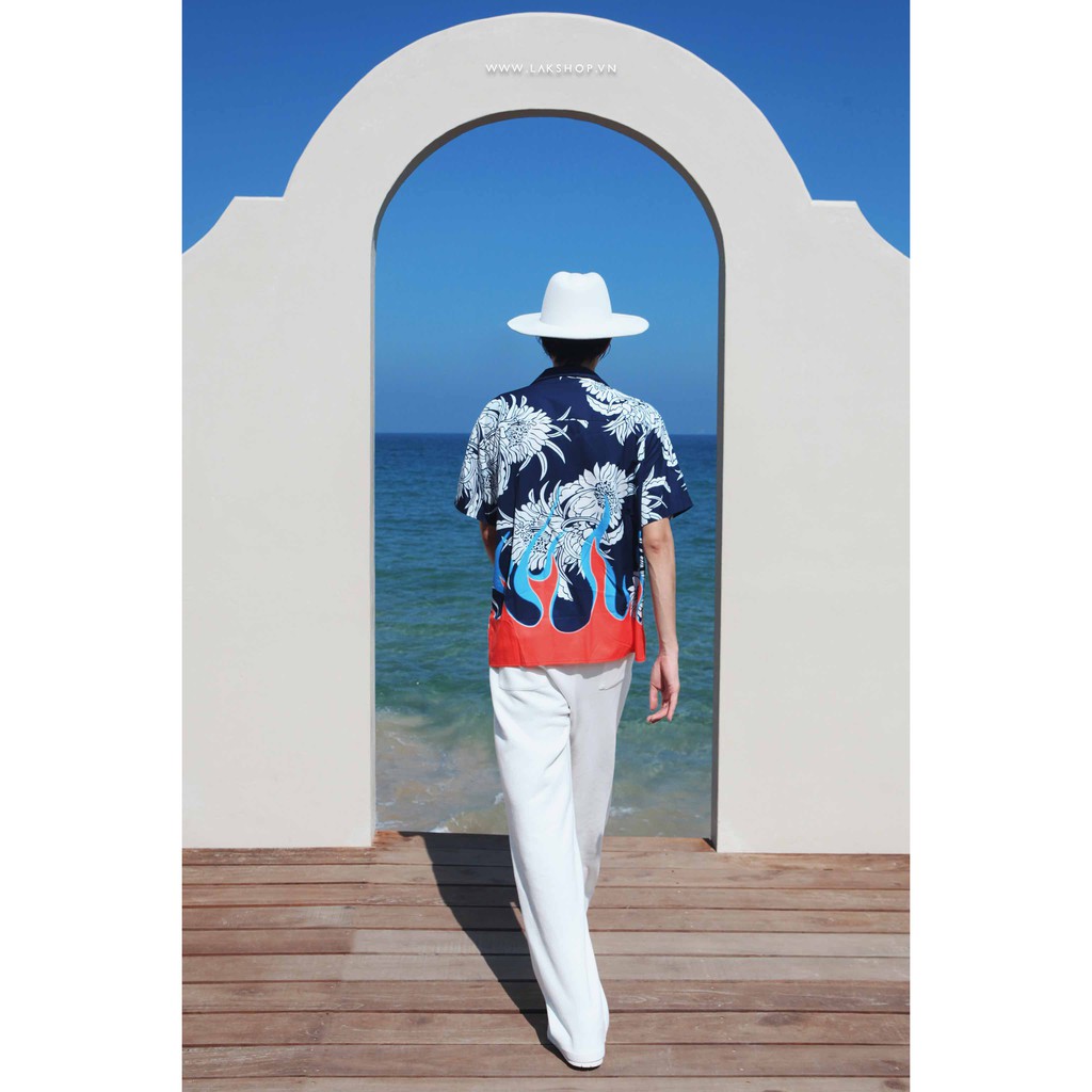 Áo sơ mi nam Oversized Flower Flame Short Sleeve