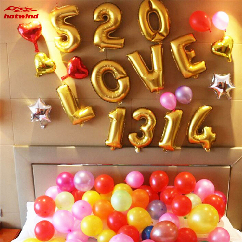 HW 40.64 cm Foil Birthday Balloons Air Helium Number Balloon Happy Birthday Party Decoration Figures Balloon