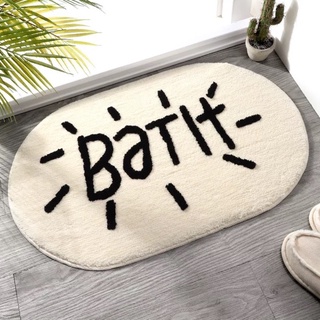Thảm chùi chân lông dài siêu thấm chống trơn để cửa phòng tắm BATH ENTER phong cách Hàn Quốc hình bầu dục