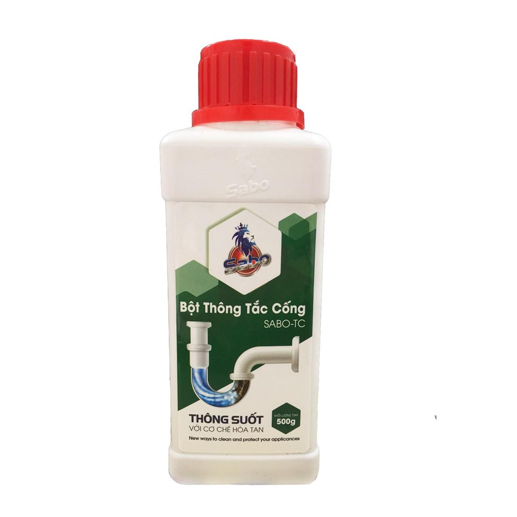Bột Thông Cống, Bồn Cầu SABO-TC Chai 500gr An Toàn Với Thiết Bị Vệ Sinh