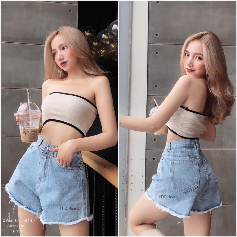 Set áo gân viền kèm áo ống croptop bộ 2 sản phẩm vải thun 4 chiều Free Size 40-53kg dành cho nữ cá tính sexy