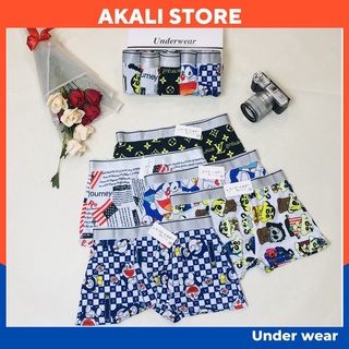 Quần Sịp đùi thun lụa in hình, Quần lót nam in hình Cotton kháng khuẩn, khử mùi cao cấp - AKALI