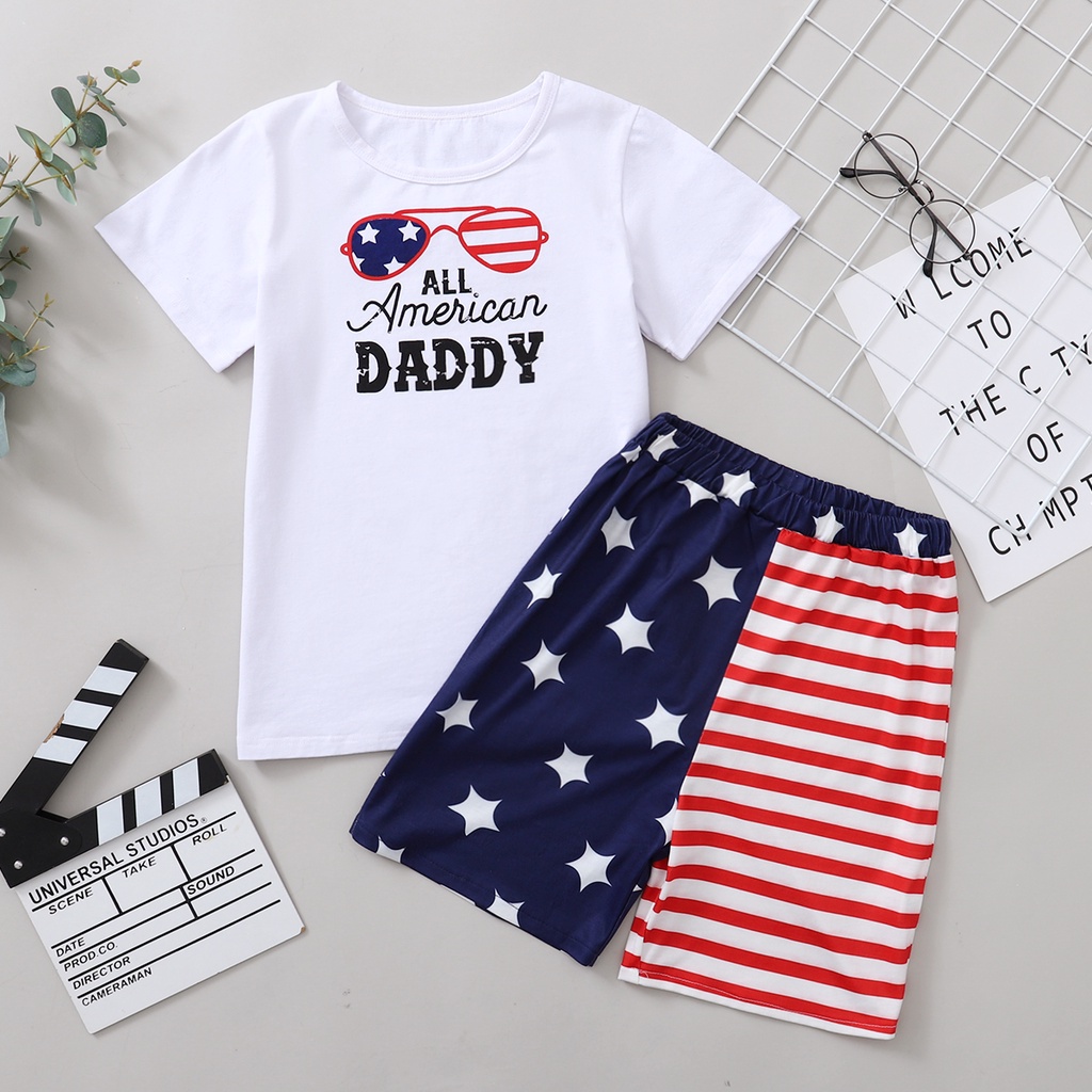 Bộ trang phục 2 món Mikrdoo dành cho trẻ em gồm áo thun tay ngắn + quần kẻ sọc ngang thời trang mùa hè