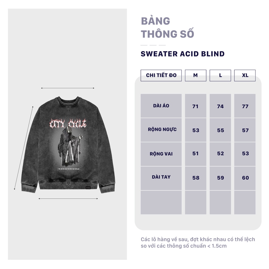Áo sweater local brand acid Blind City Cycle nỉ loang form rộng oversize unisex