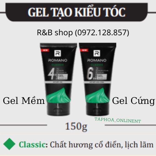 Gel vuốt tóc Romano Classic 150g /19g ( Siêu cứng vs mềm mượt )